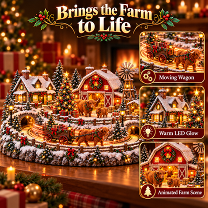 🐮 Animated Highland Cow Christmas Village | Lighted Farmhouse Holiday Décor
