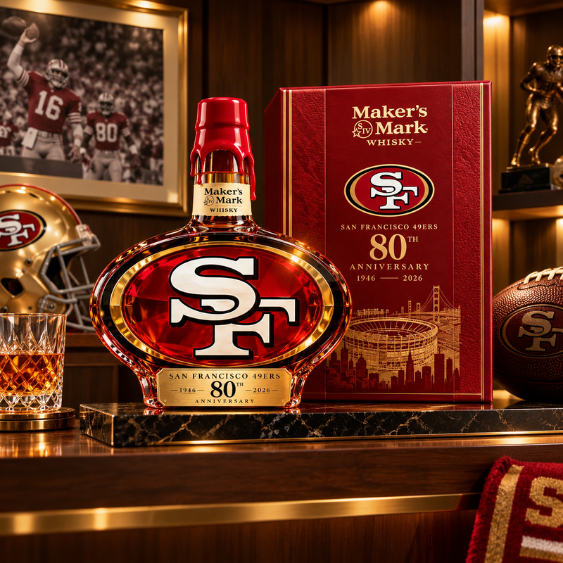 Commemorative decanter as a gift for an adult 49ers fan