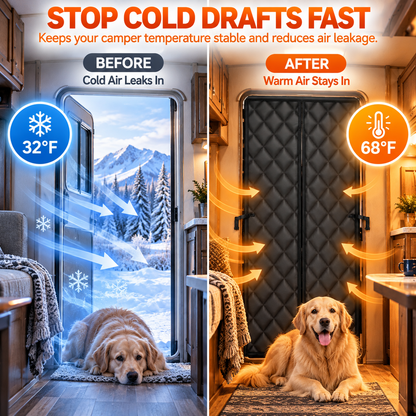 🚚RV Insulated Door Cover, Magnetic Thermal Curtain, 33 x 80 in, Fits Most RV Entry Doors