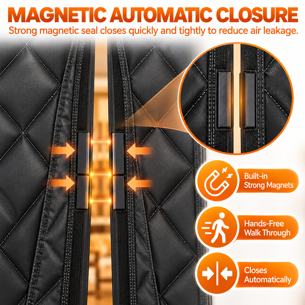 🚚RV Insulated Door Cover, Magnetic Thermal Curtain, 33 x 80 in, Fits Most RV Entry Doors