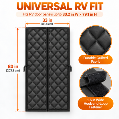 🚚RV Insulated Door Cover, Magnetic Thermal Curtain, 33 x 80 in, Fits Most RV Entry Doors