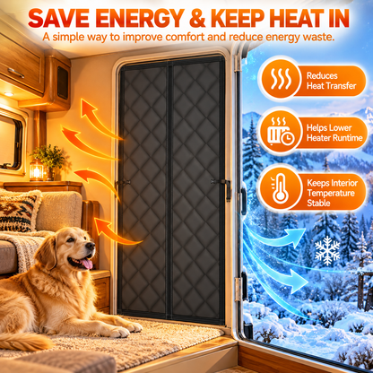 🚚RV Insulated Door Cover, Magnetic Thermal Curtain, 33 x 80 in, Fits Most RV Entry Doors