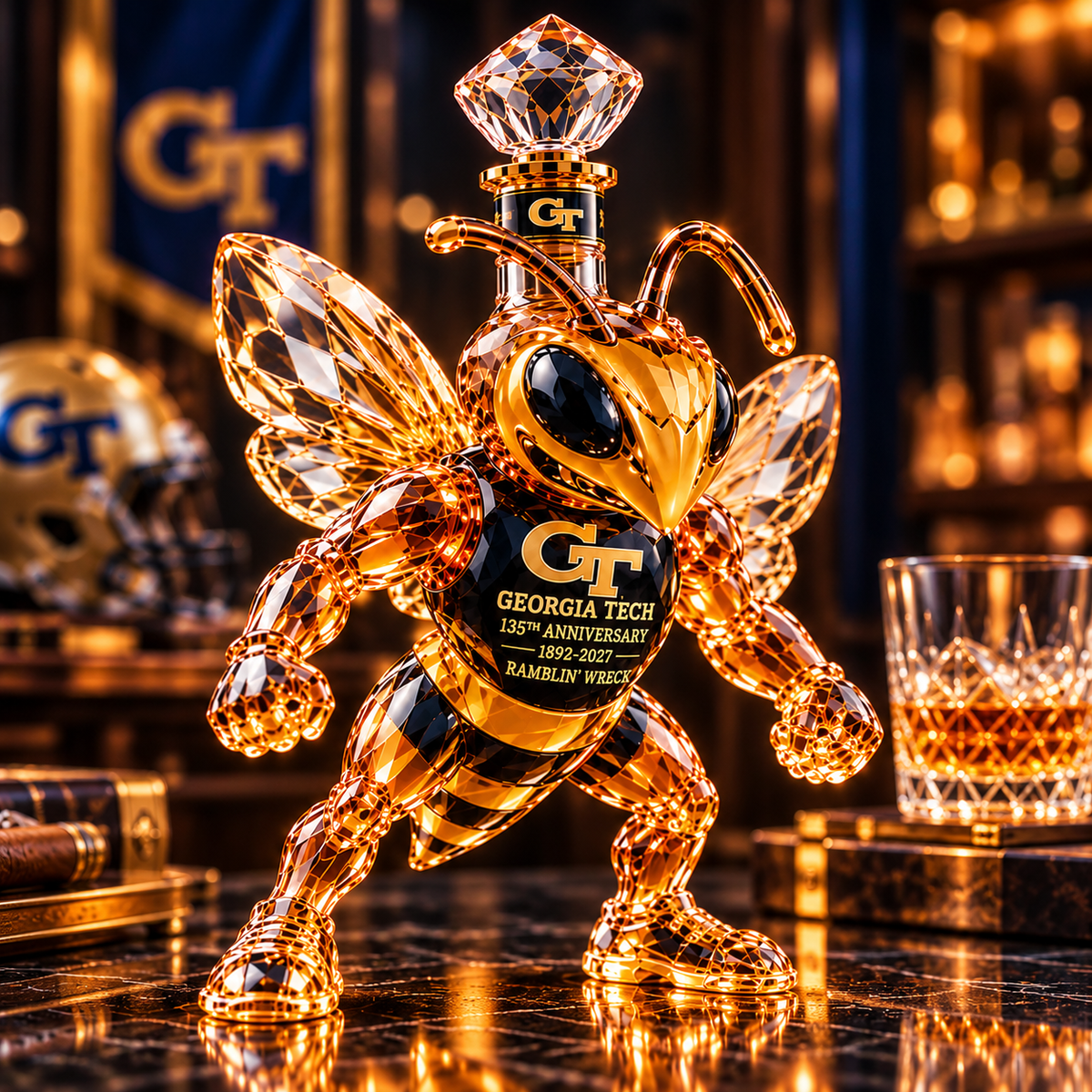 Buzz Yellow Jackets 135th Anniversary Whiskey Bottle