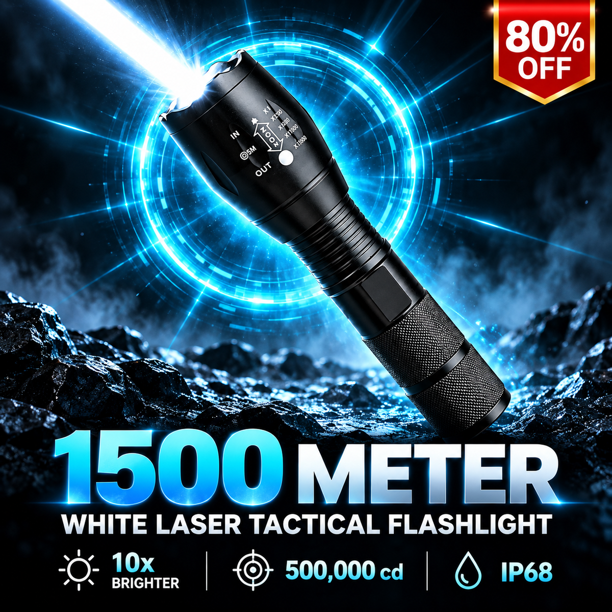 🔦 Rechargeable Tactical High-Lumens Flashlight - Adjustable Zoom & Beam 🔋