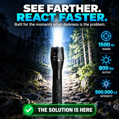 🔦 Rechargeable Tactical High-Lumens Flashlight - Adjustable Zoom & Beam 🔋