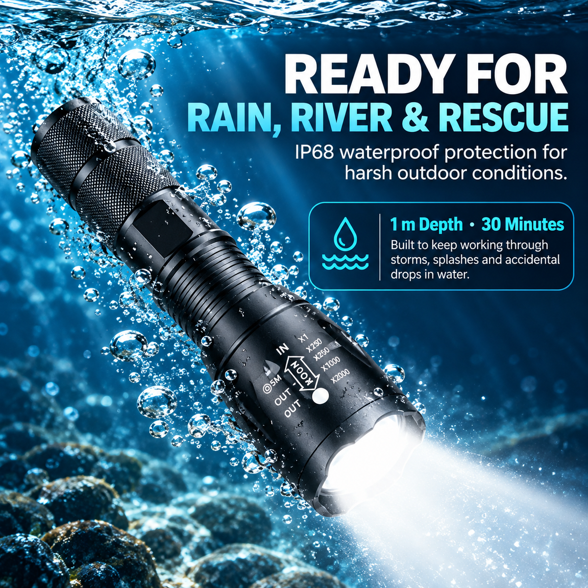 🔦 Rechargeable Tactical High-Lumens Flashlight - Adjustable Zoom & Beam 🔋