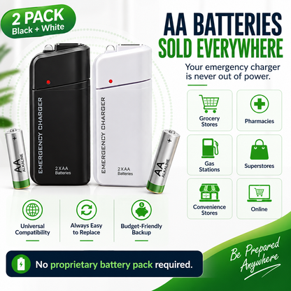 Portable Emergency Phone Charger AA Battery Powered Power Bank with LED Flashlight