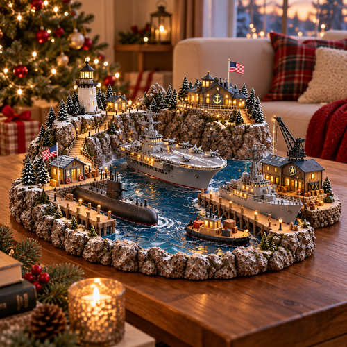 ⚓🇺🇸 Harbor of Honor™ – Lighted Naval Christmas Village & Lighthouse Display 🎄✨