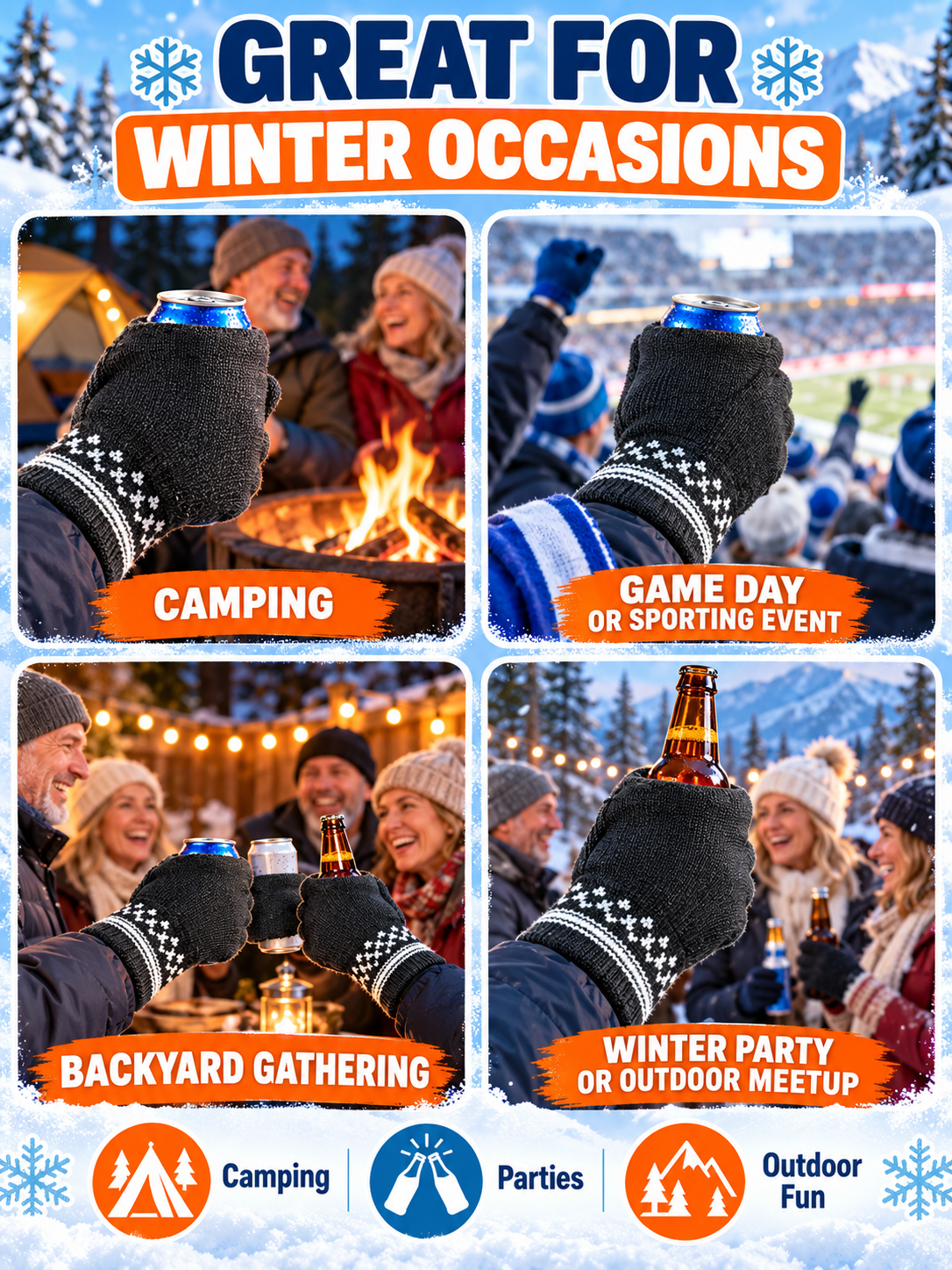 🍺 Winter Fun Deal – Knitted Drink Holder Mittens 🧤 Warm Stretch Gloves That Keep Hands Cozy While Holding Your Chilled Beverage ❄️