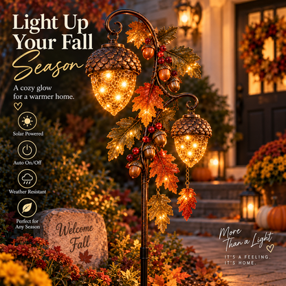🔥 Last Day 50% OFF-🍁 Autumn Acorn Glow™ – Solar Double Acorn Garden Stake Light
