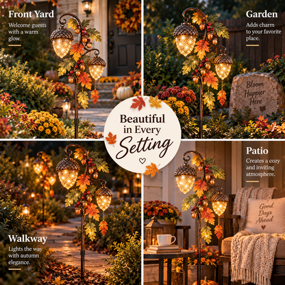 🔥 Last Day 50% OFF-🍁 Autumn Acorn Glow™ – Solar Double Acorn Garden Stake Light