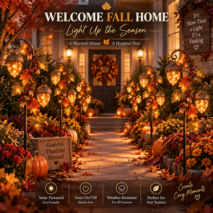 🔥 Last Day 50% OFF-🍁 Autumn Acorn Glow™ – Solar Double Acorn Garden Stake Light