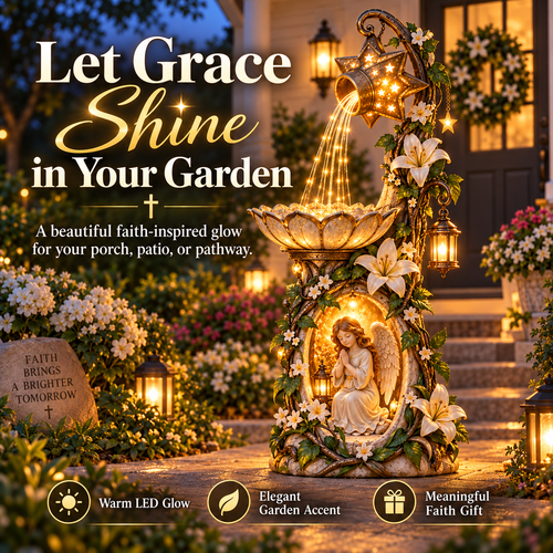 🔥 Last Day 49% OFF👼✨ Angel Starlight Garden Fountain – Faith-Inspired Lighted Outdoor Decor