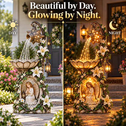 🔥 Last Day 49% OFF👼✨ Angel Starlight Garden Fountain – Faith-Inspired Lighted Outdoor Decor