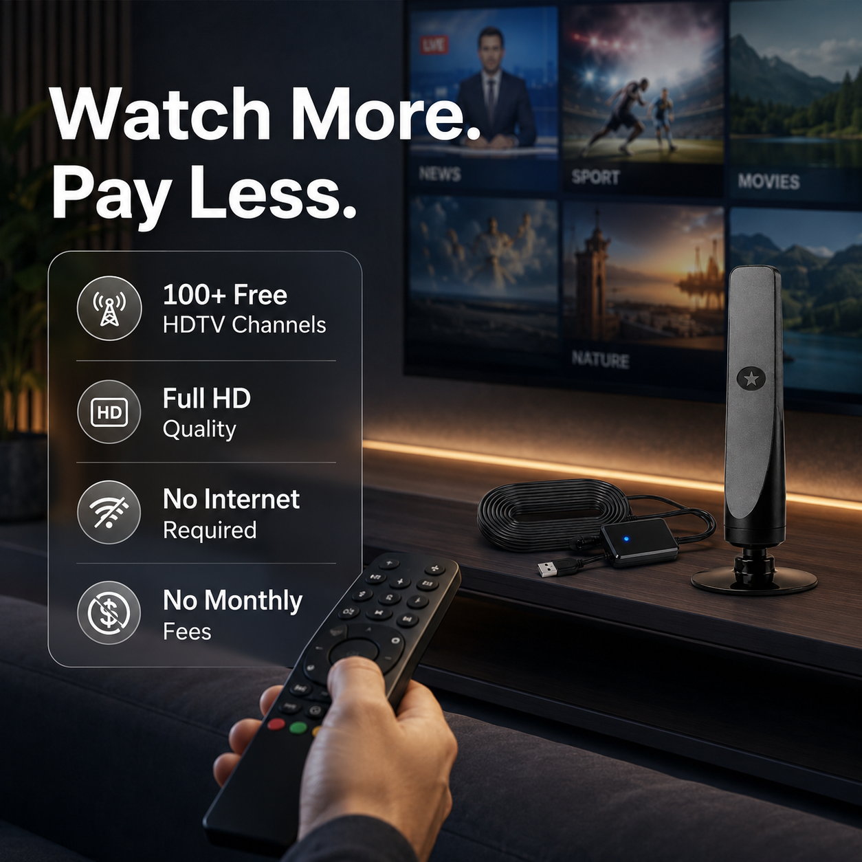 📺📺📺 No Subscription. No Installation. Just Plug In & Enjoy Local TV.