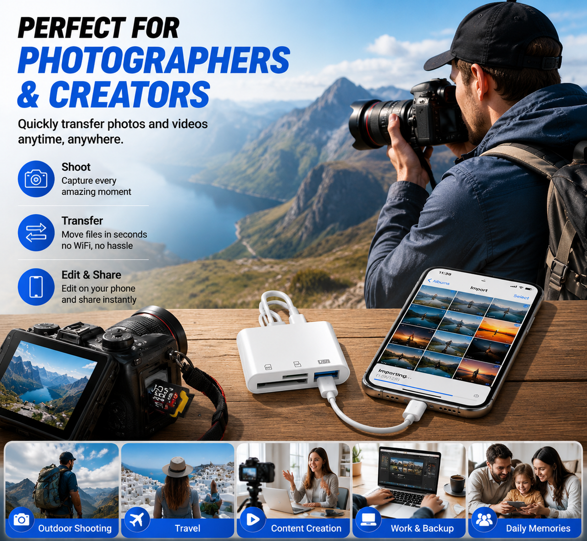 Portable SD card reader for photographers and creators