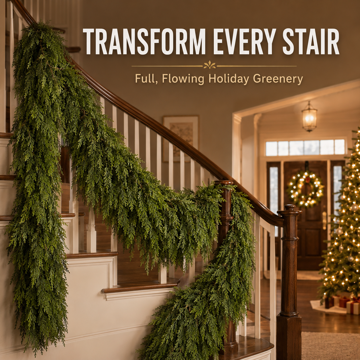 🎄 2-Pack Real-Touch Cedar Garland – Lush Christmas Greenery