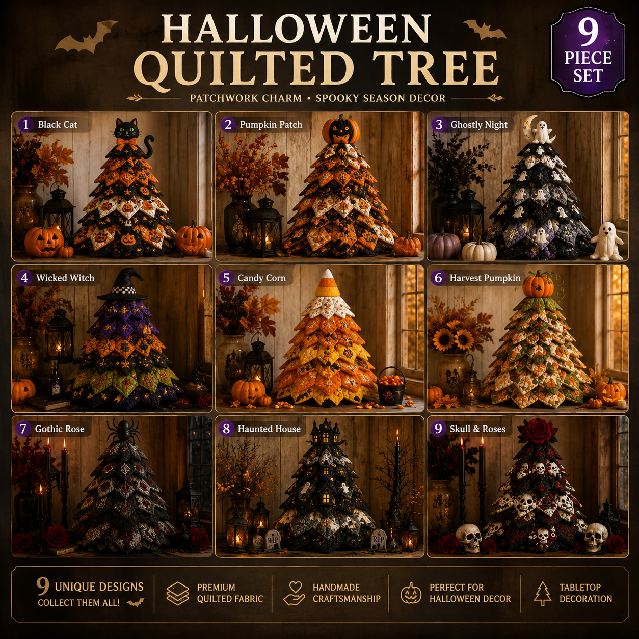 🔥Last Day 40% OFF - 🎃 DIY Halloween Quilted Fabric Tree Kit