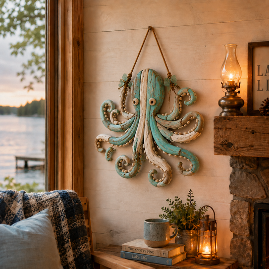 🌊 Lighted Coastal Fish Wall Decor – Driftwood Nautical Wall Hanging with LED Lights