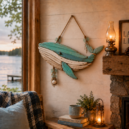 🌊 Lighted Coastal Fish Wall Decor – Driftwood Nautical Wall Hanging with LED Lights
