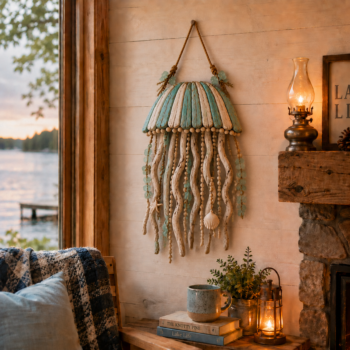 🌊 Lighted Coastal Fish Wall Decor – Driftwood Nautical Wall Hanging with LED Lights