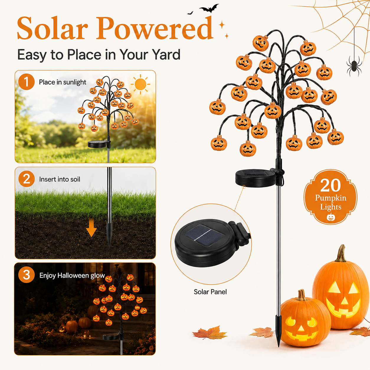🔥🎃 Pumpkin Solar Stake Lights – Halloween Outdoor Yard Decor