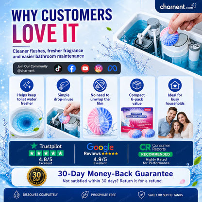 🚽 Toilet Cleaner Tablets, Automatic Flush Deodorant Bleach Cleanser for Bathroom Tank Stain Removal
