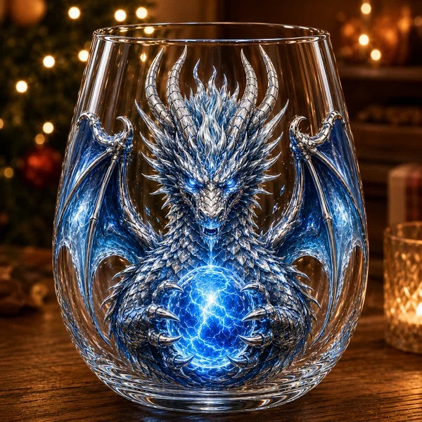Mythic Dragon 3D Glass Art Cup – Handcrafted Fantasy Whiskey Glass