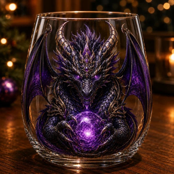 Mythic Dragon 3D Glass Art Cup – Handcrafted Fantasy Whiskey Glass
