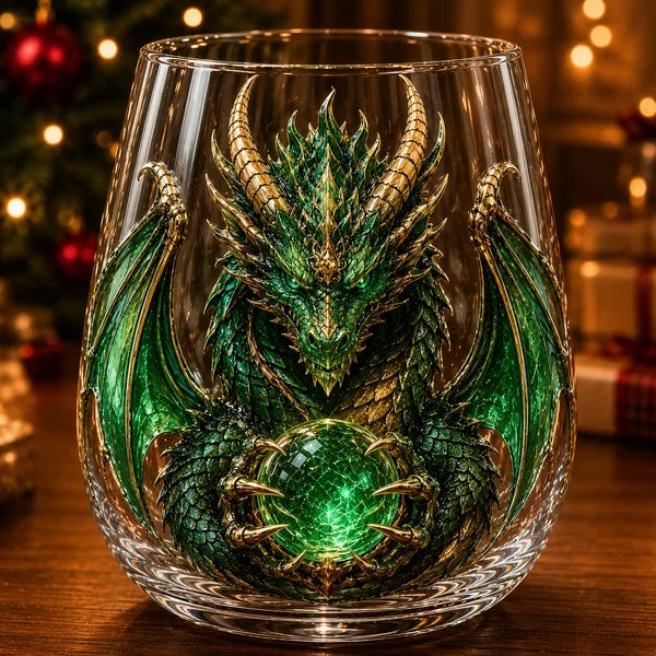 Mythic Dragon 3D Glass Art Cup – Handcrafted Fantasy Whiskey Glass