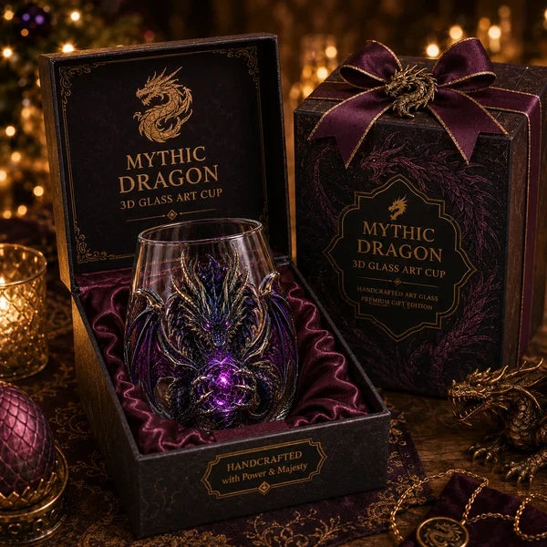 Mythic Dragon 3D Glass Art Cup – Handcrafted Fantasy Whiskey Glass