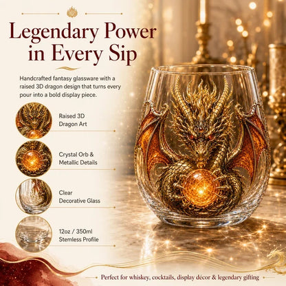 Mythic Dragon 3D Glass Art Cup – Handcrafted Fantasy Whiskey Glass