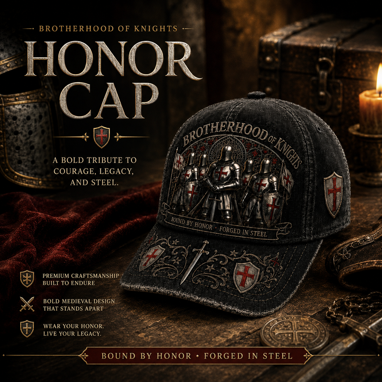 ⚔️ Brotherhood Of Knights Honor Cap 🎁 Free Honor Coin With Every Cap Purchase