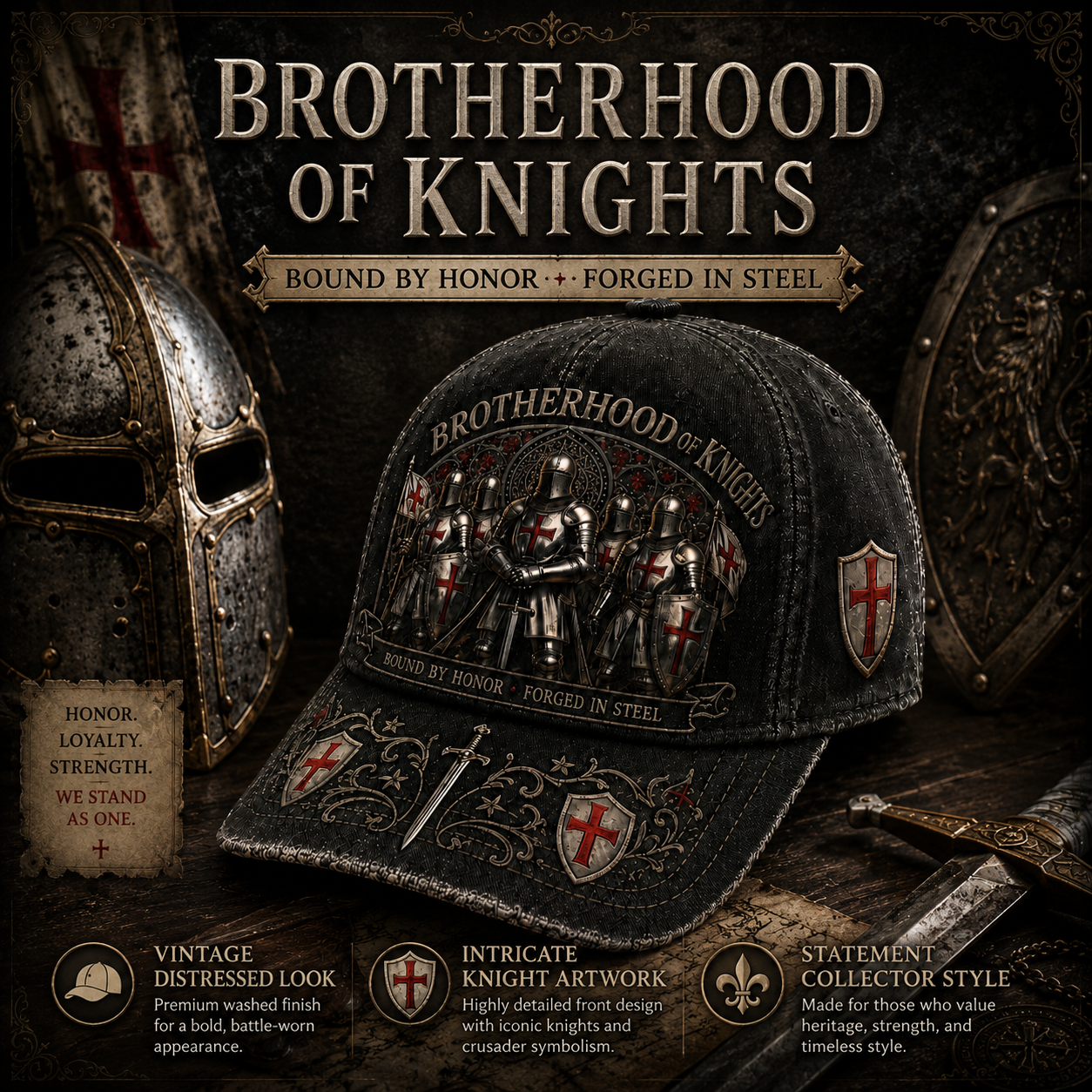 ⚔️ Brotherhood Of Knights Honor Cap 🎁 Free Honor Coin With Every Cap Purchase