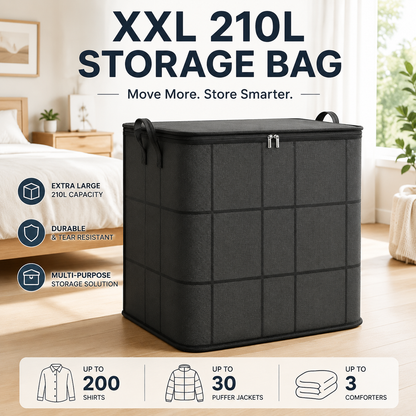 🔥 Hot sell! 🏠 XXL 210L Storage Bag – Large Capacity Moving & Closet Organizer for Quilts, Bedding & Sweaters