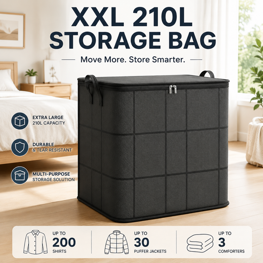 🔥 Hot sell! 🏠 XXL 210L Storage Bag – Large Capacity Moving & Closet Organizer for Quilts, Bedding & Sweaters