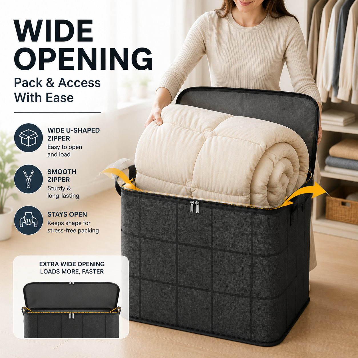 🔥 Hot sell! 🏠 XXL 210L Storage Bag – Large Capacity Moving & Closet Organizer for Quilts, Bedding & Sweaters