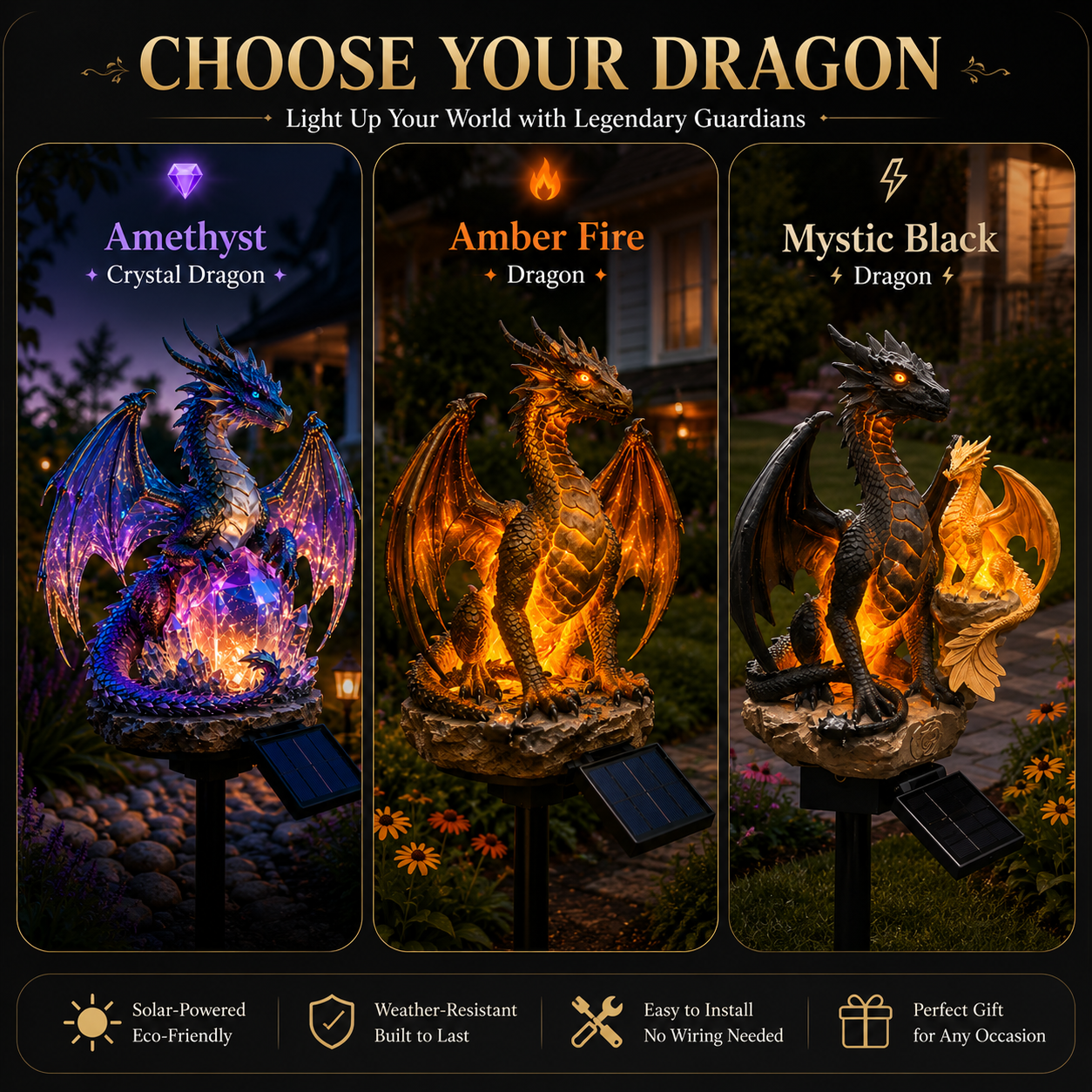 🐉 Amethyst Crystal Dragon✨️Solar Dragon Crystal Garden Light