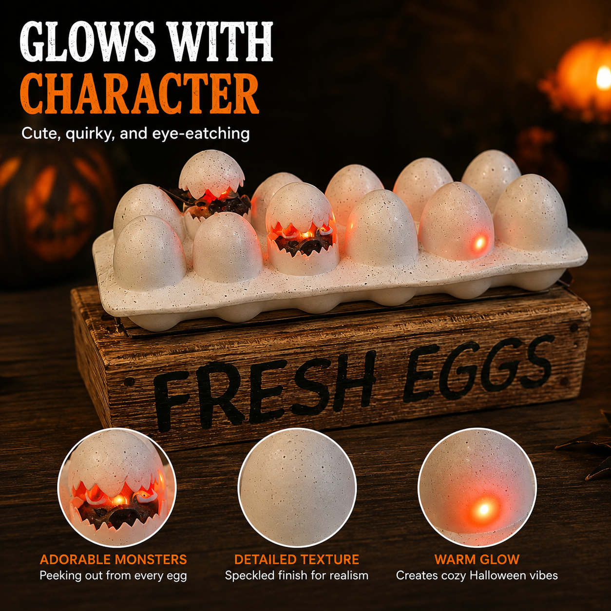 🎃 Glowing Halloween Egg Tabletop Decoration – Cute Spooky Home Decor