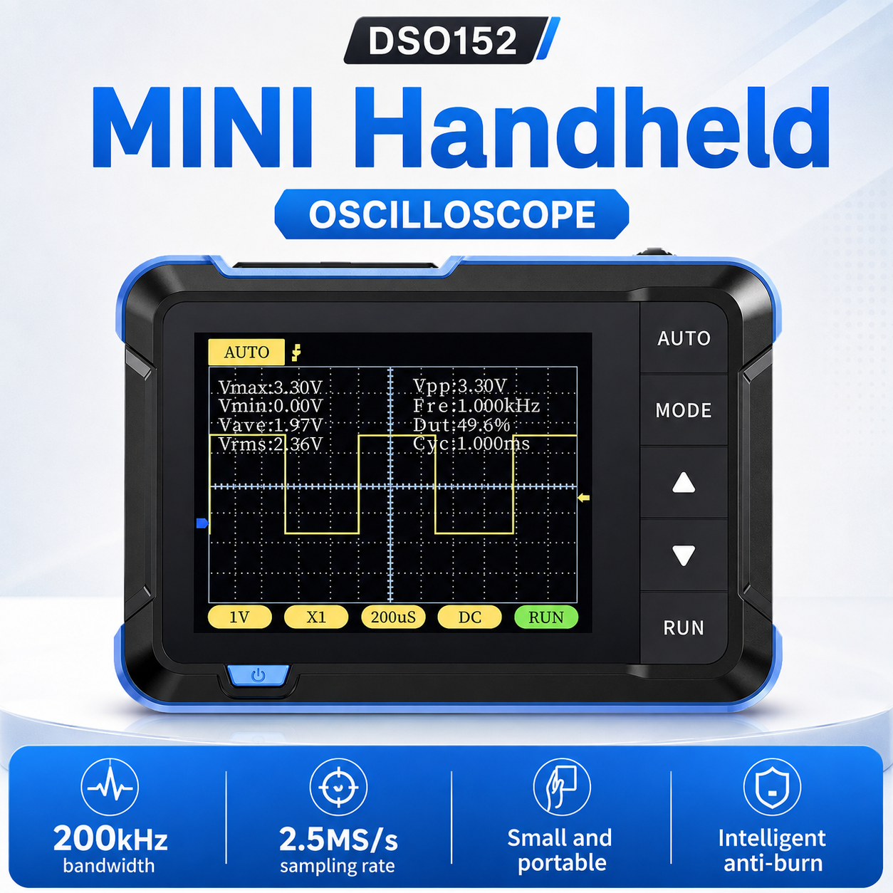 🚗 Pocket Digital Oscilloscope – Portable Signal Tester for Car Audio Tuning, Circuit Diagnostics & DIY Electronics ⚡