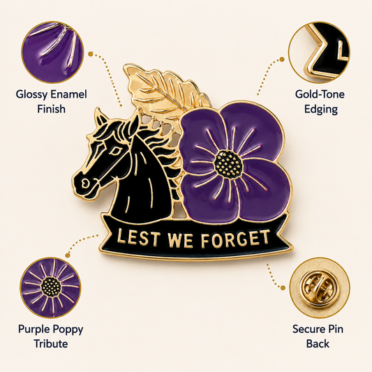 🔥🎁 Limited Edition War Horse Purple Poppy 111th Anniversary Remembrance Brooch