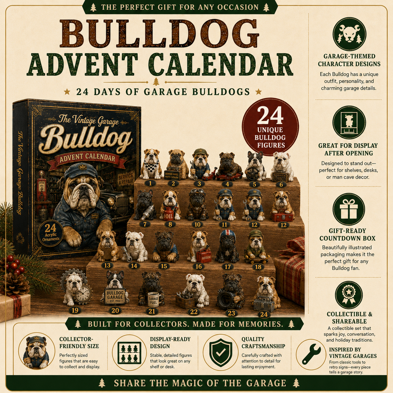 🔧 Vintage Garage Bulldog Advent Calendar 2026 – 24 Days of Classic Bulldog Garage Surprises