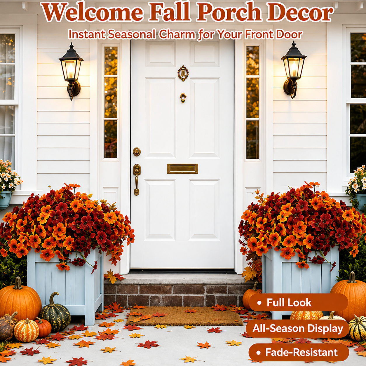 Cozy harvest front door floral display