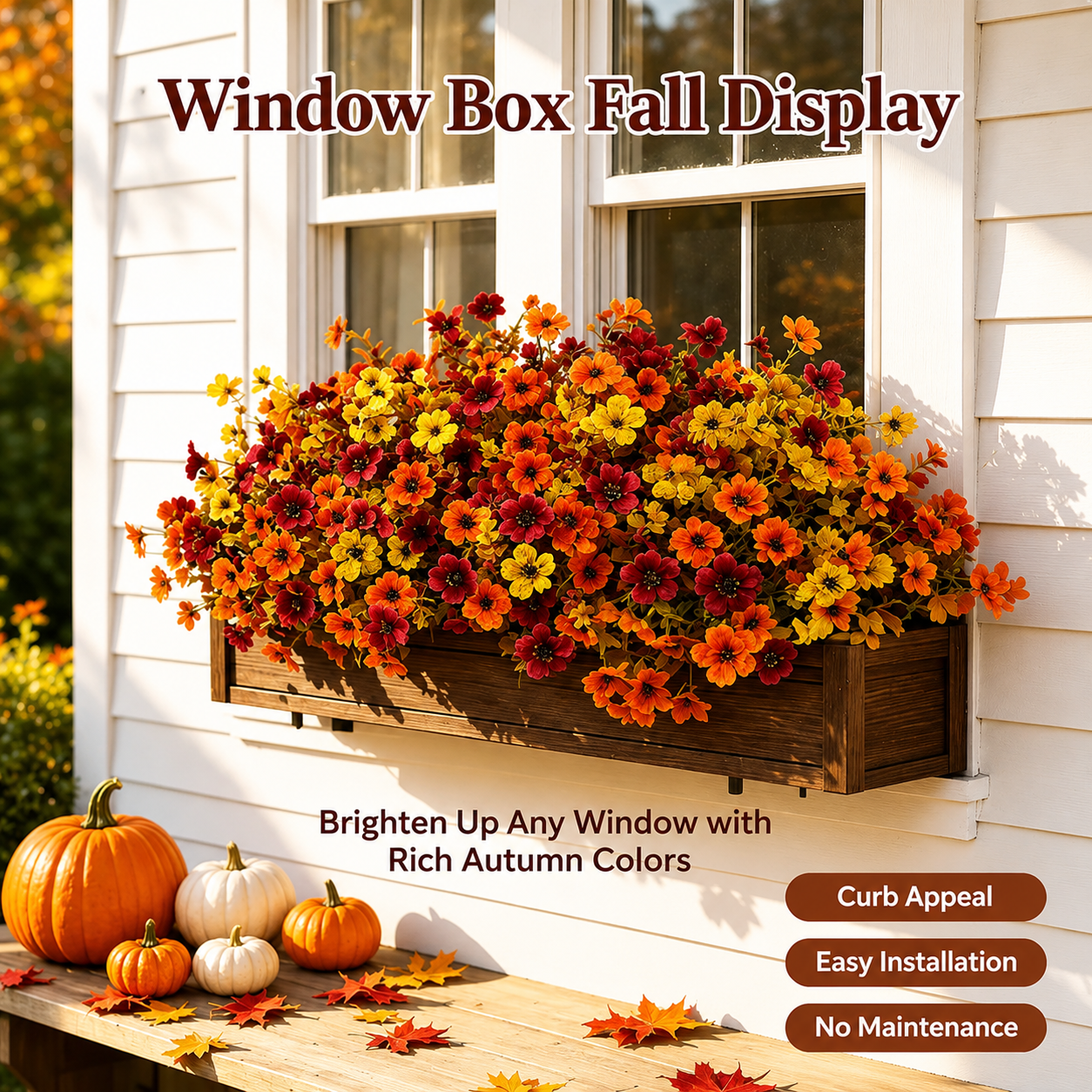 Stunning fall blooms for window planter boxes