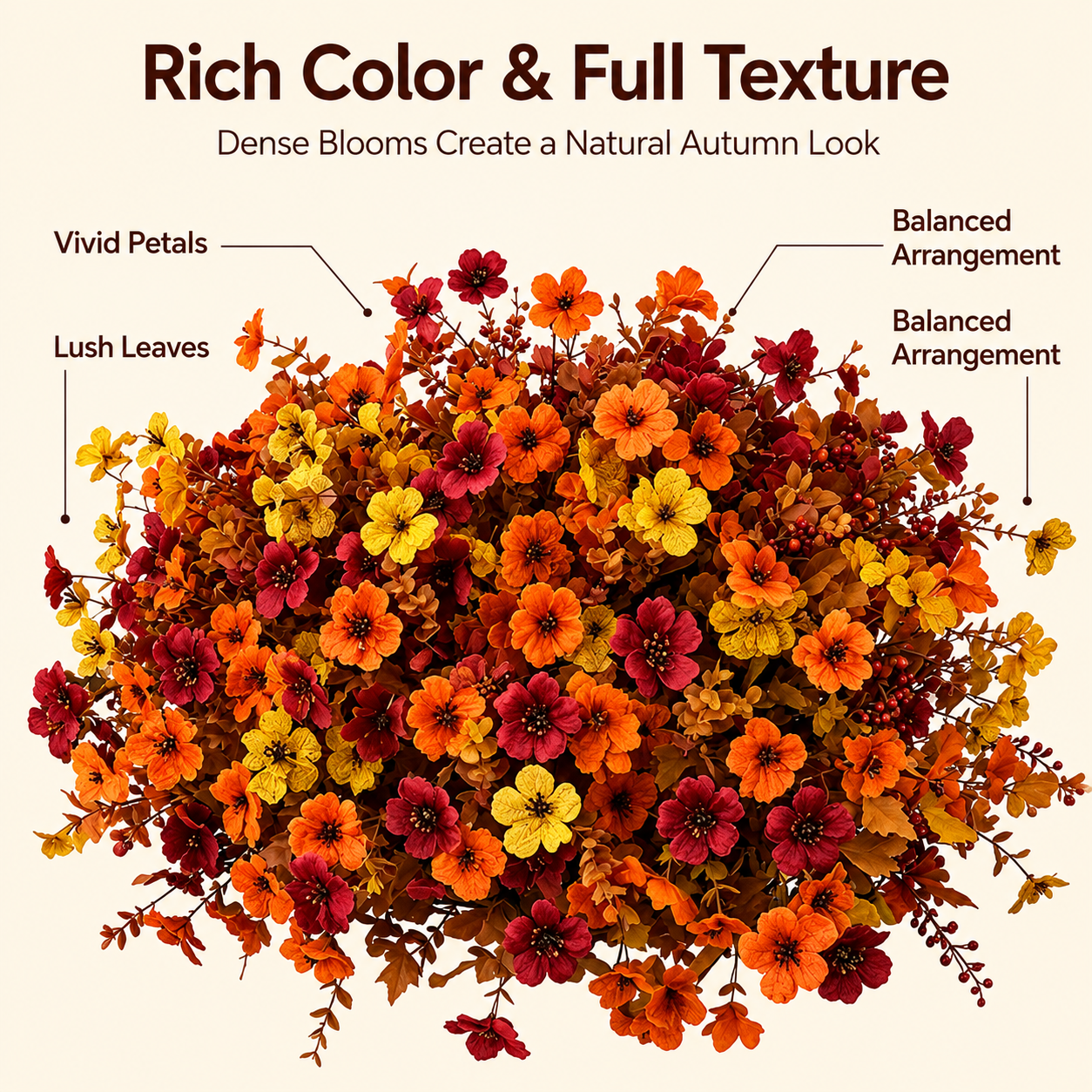 Deep harvest tones and layered floral texture