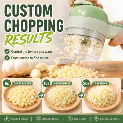 4-in-1 Handheld Electric Vegetable Cutter & Slicer | Cordless Food Processor with Cleaning Brush