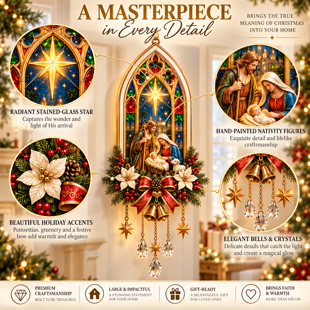 🎄 Christmas Sale – 50% OFF ✨ Bethlehem Star of Faith™ Lighted Nativity Wall Decor – Bring His Light Home