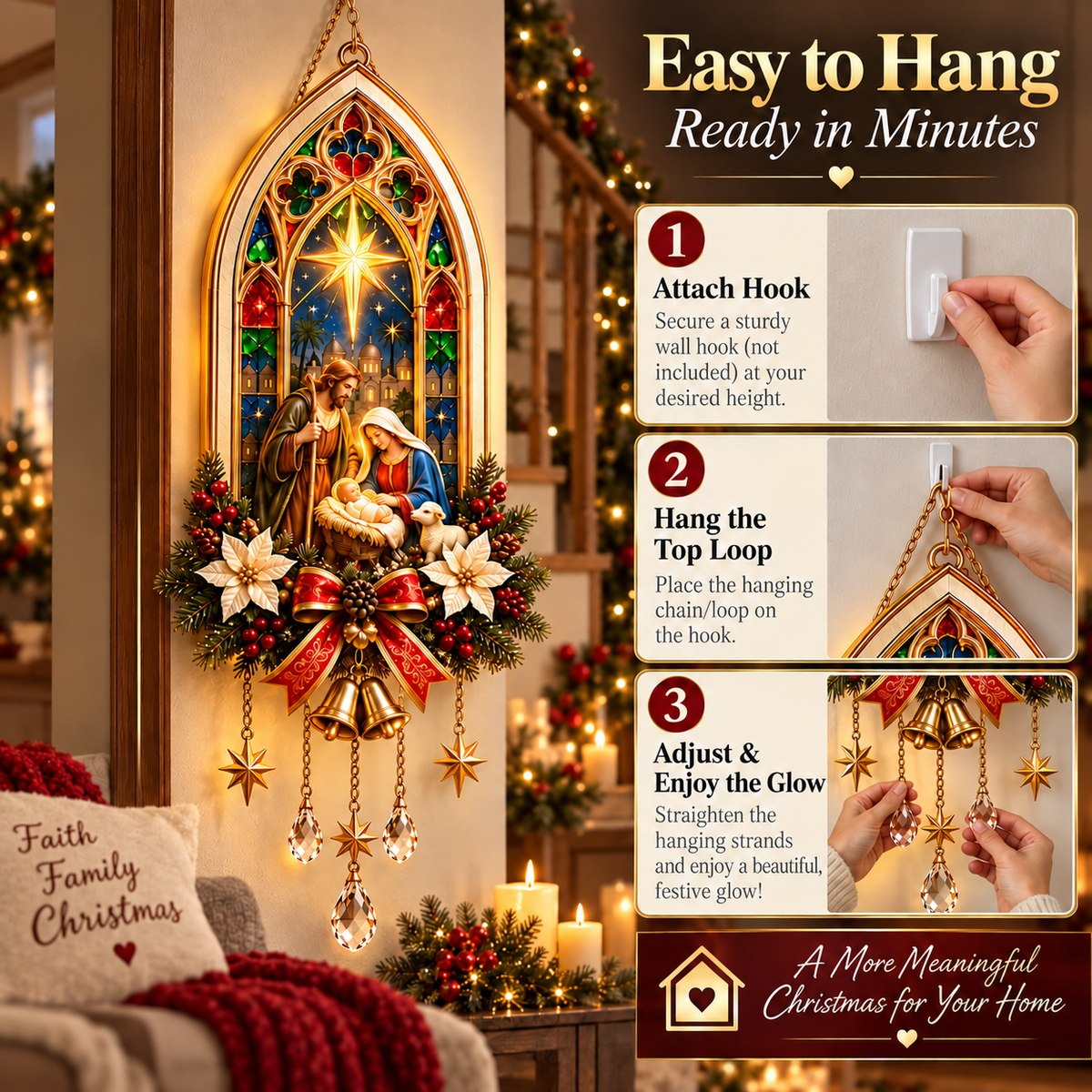 🎄 Christmas Sale – 50% OFF ✨ Bethlehem Star of Faith™ Lighted Nativity Wall Decor – Bring His Light Home