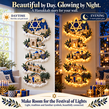 🔥🎁🕎 Hanukkah Festival of Lights Wall Decor Collection – 4 Glowing Designs Celebrating Eight Nights of Light ✨