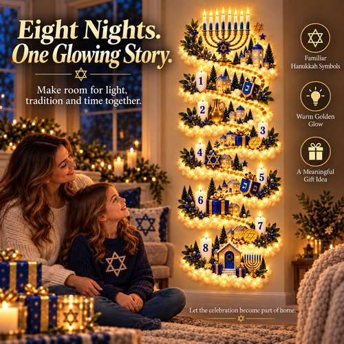 🔥🎁🕎 Hanukkah Festival of Lights Wall Decor Collection – 4 Glowing Designs Celebrating Eight Nights of Light ✨